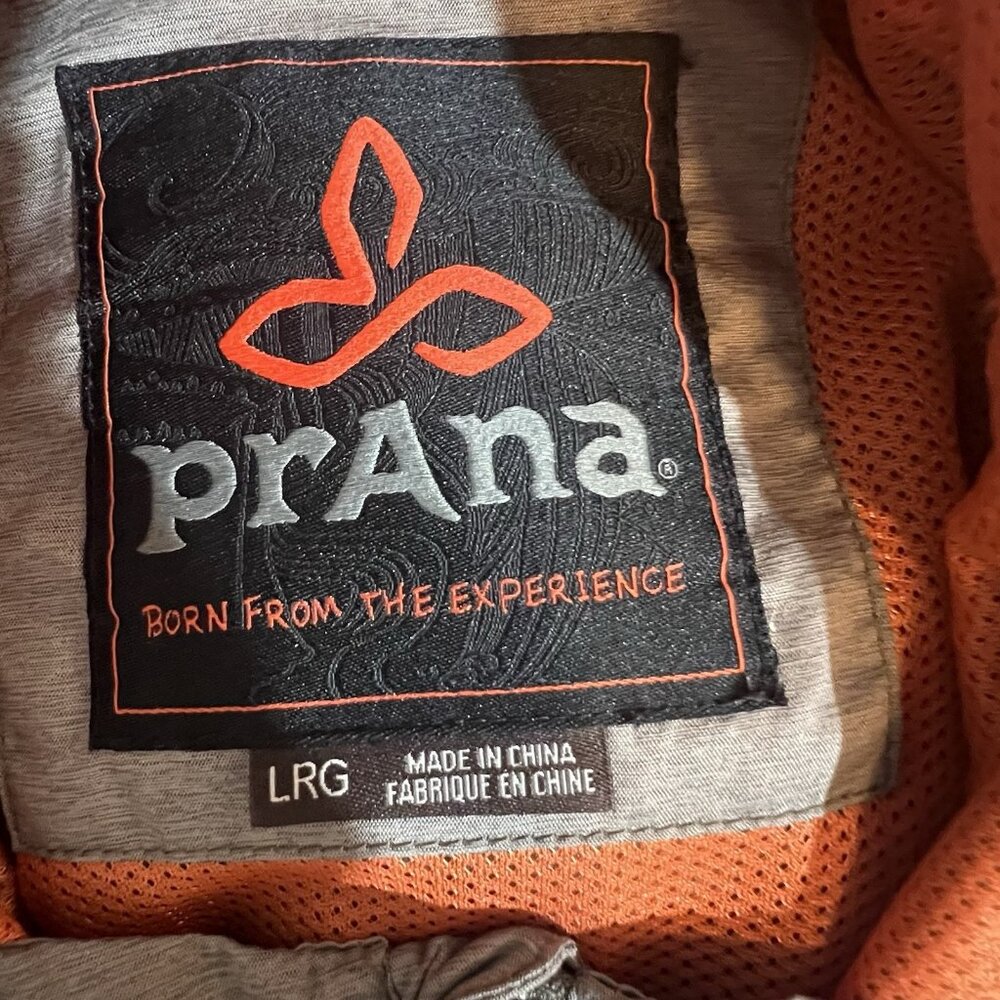 Prana Jacket Hoodie Mens Lightweight Rain Outdoors Size Large Full Zipper Gray - Picture 3 of 12
